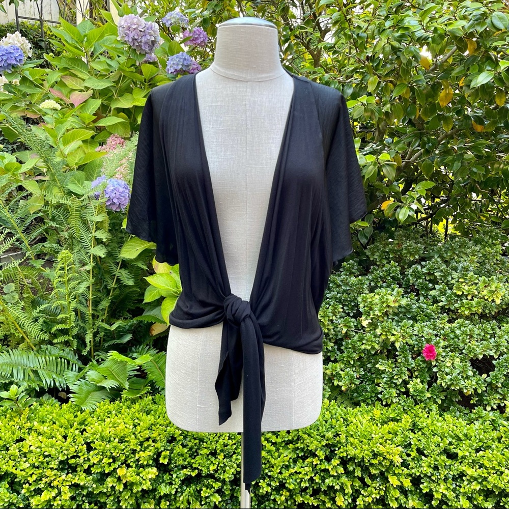 Anthropologie Weston Wear Black Mixed Media Shawl Jacket Sz S